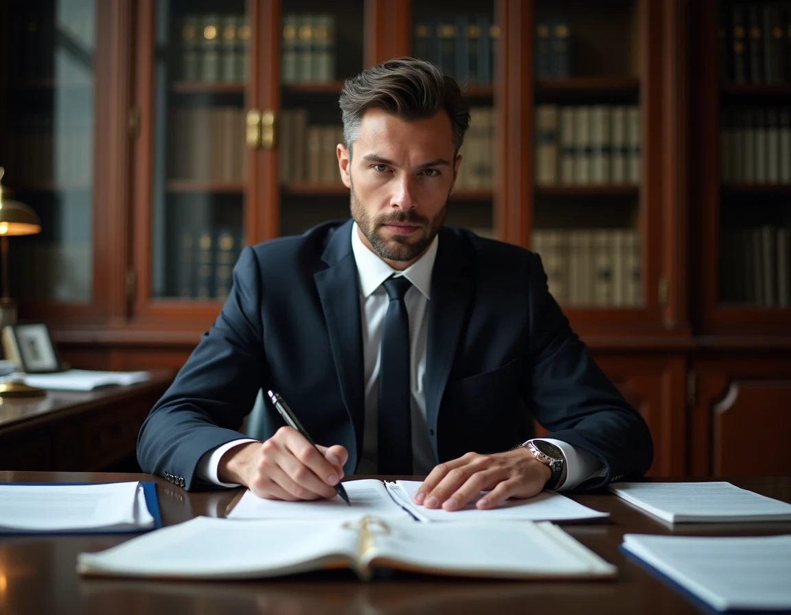 Conseiller juridique examinant des documents liés à une plainte pour diffusion de vidéos volées en France