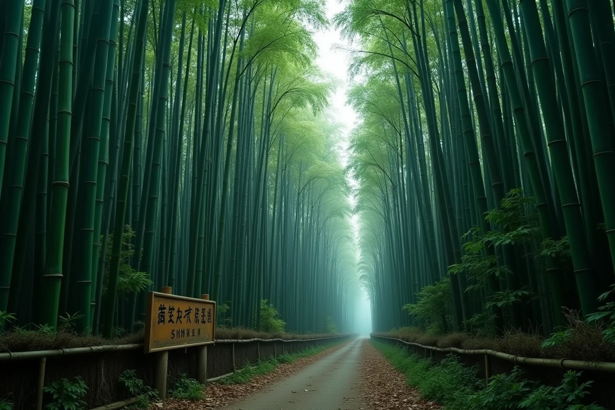 Forêt de bambous dense en Chine évoquant l'histoire et le mythe de la torture du bambou chinois