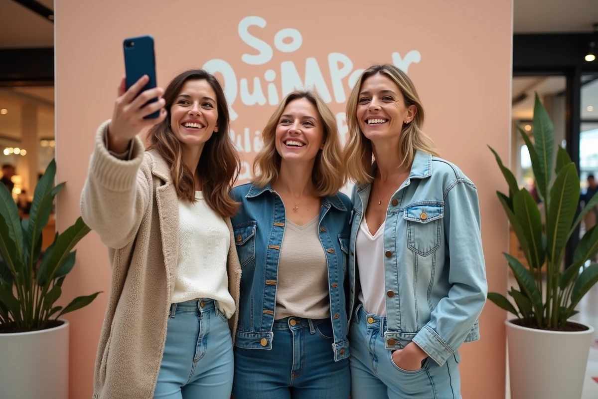 Groupe d'amis devant un photobooth lors des animations So Quimper à Cholet